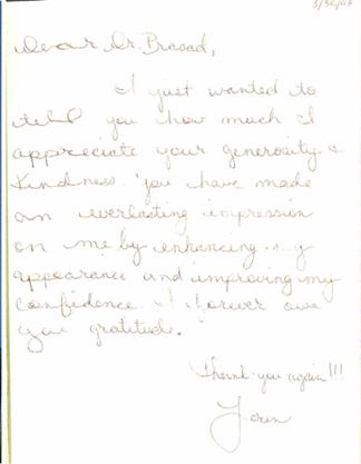 Thank you Card from Dr. Prasad's patients